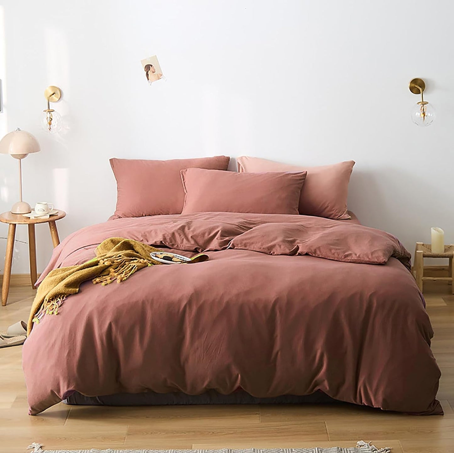 Brick Red Comforter Queen Bedding Set for Modern Bedrooms