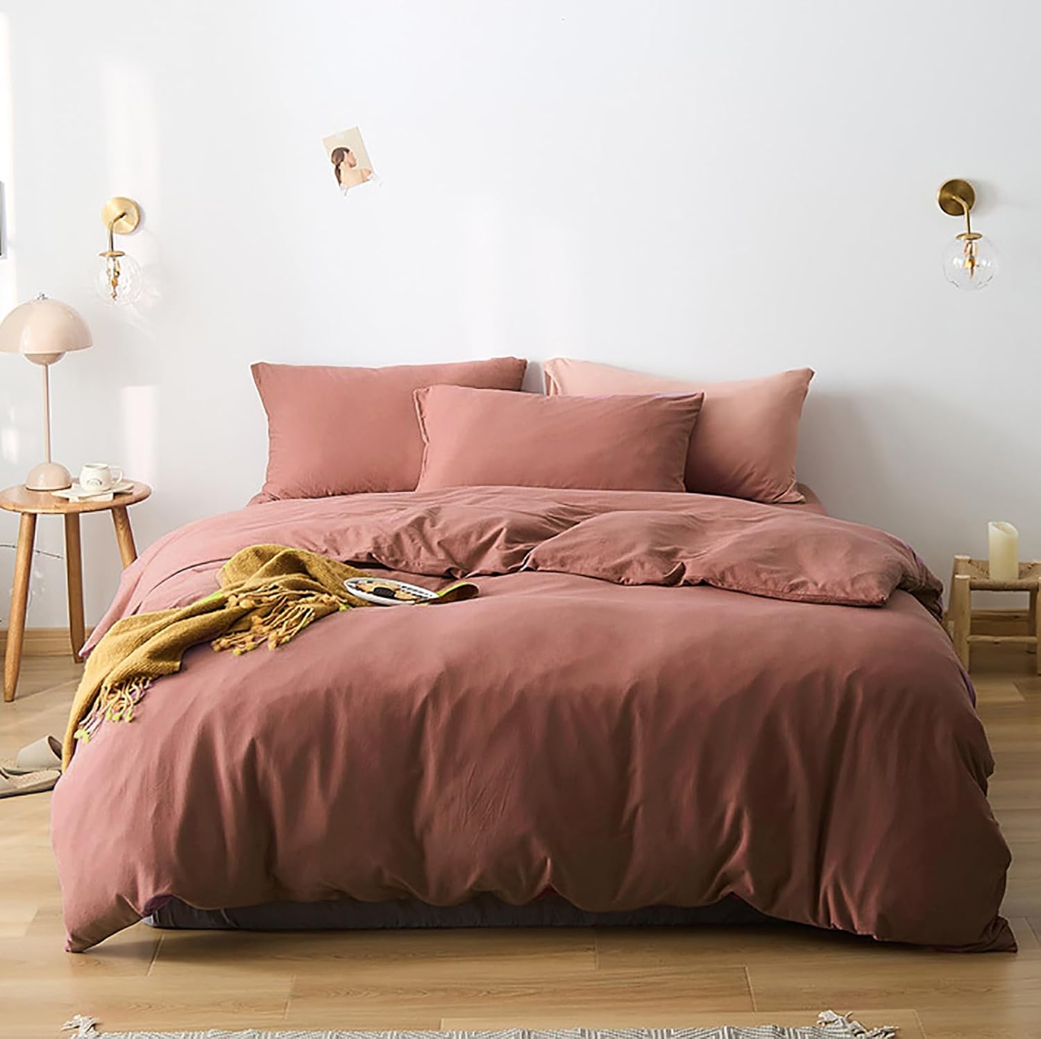 Brick Red Comforter Queen Bedding Set for Modern Bedrooms