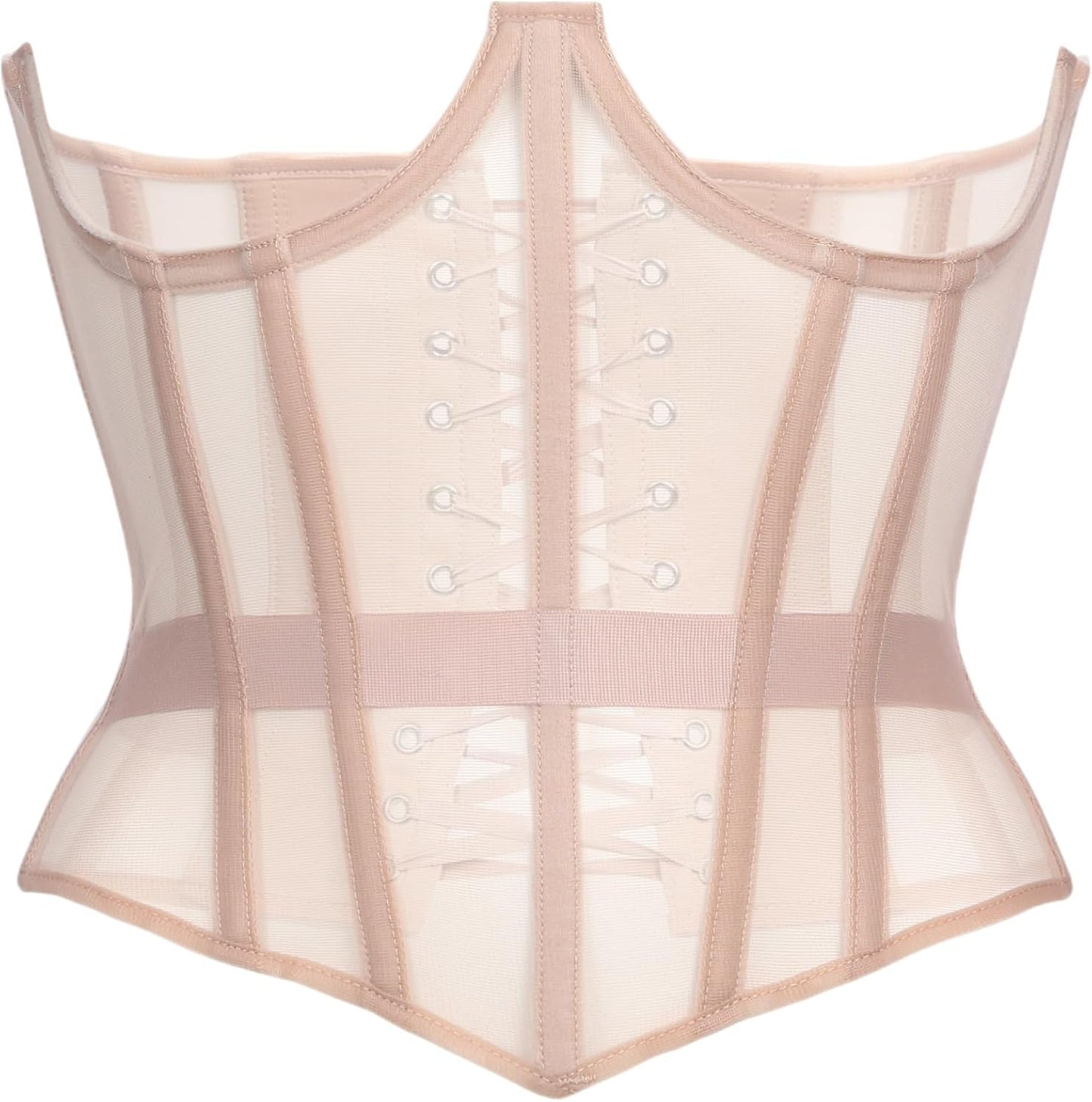 Mesh Corset Waist Trainer for Women - Underbust Lace Up Shapewear