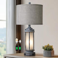 Rustic Table Lamp with USB Ports for Bedroom and Living Room