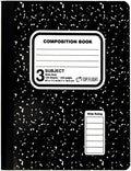 Top Flight Sewn 3-Subject Marble Composition Book, Wide Rule - Durable