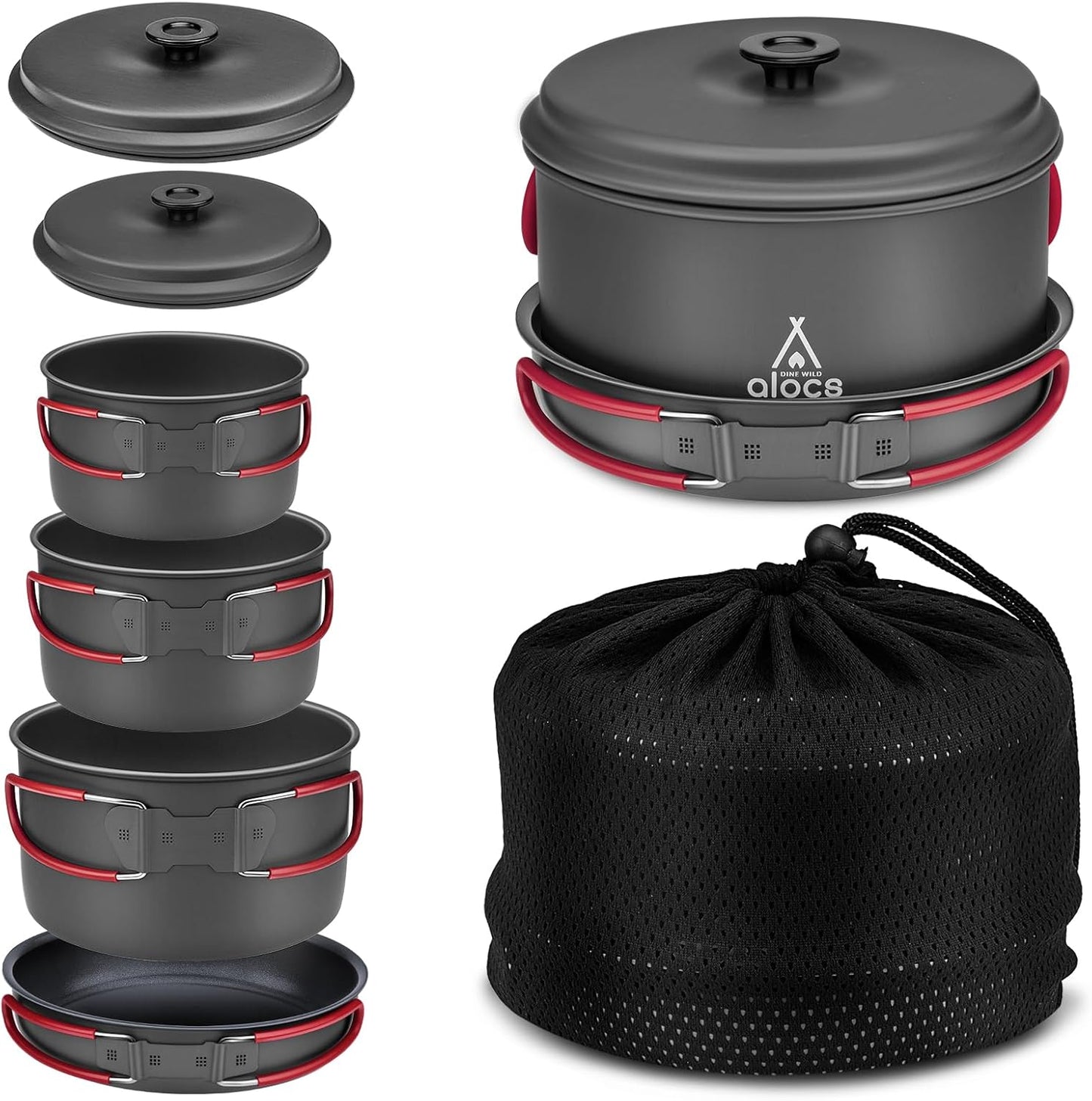 Alocs Camping Cookware Set for Outdoor Cooking and Hiking