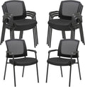 CLATINA Black Stacking Chairs Set of 8 - Comfortable Mesh Guest