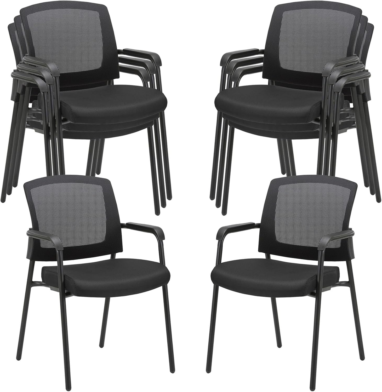 CLATINA Stacking Chairs for Waiting Rooms and Offices, Set of 8