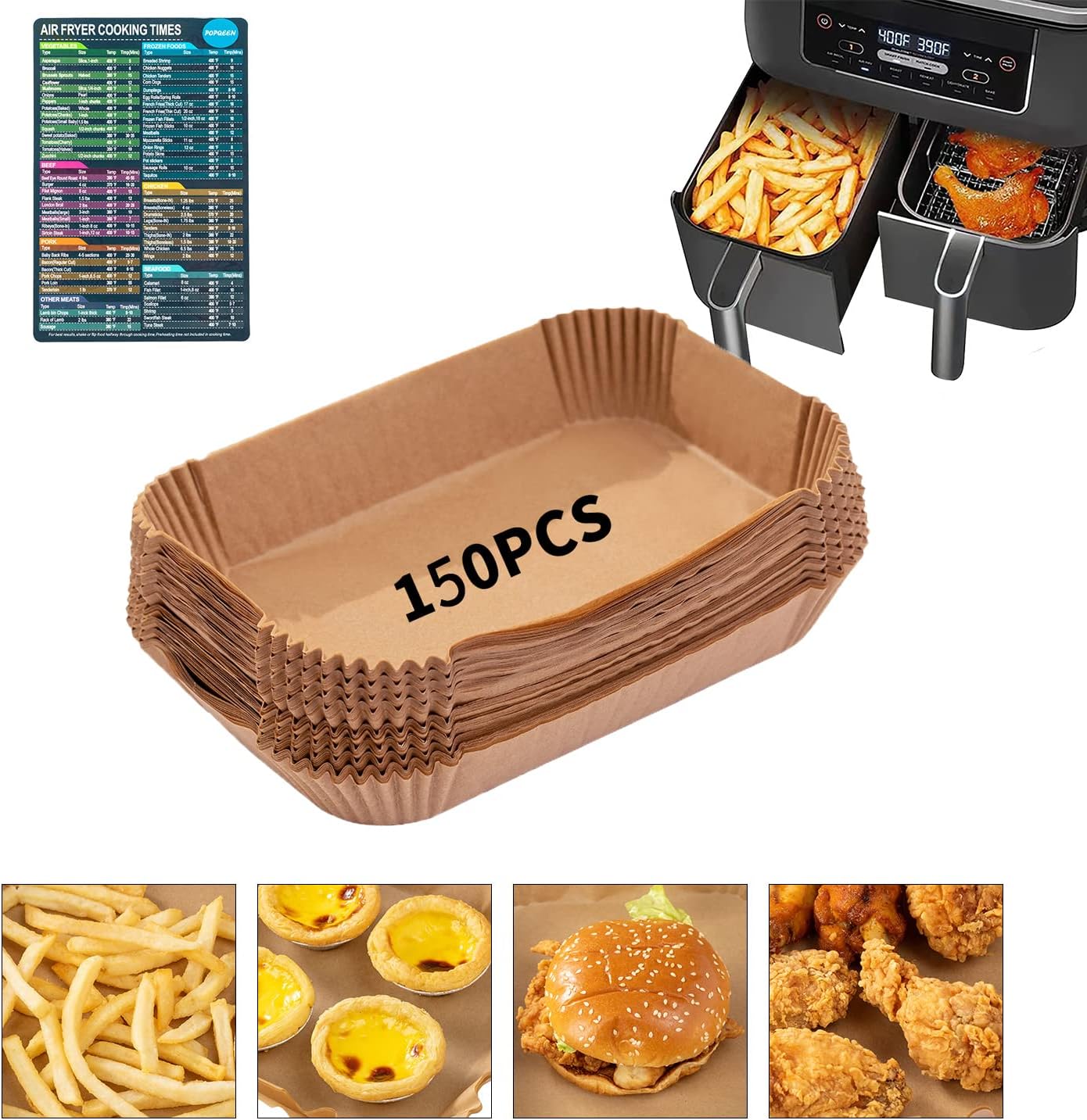Ninja Air Fryer Liners - 150PCS Parchment Liners for Easy Cooking