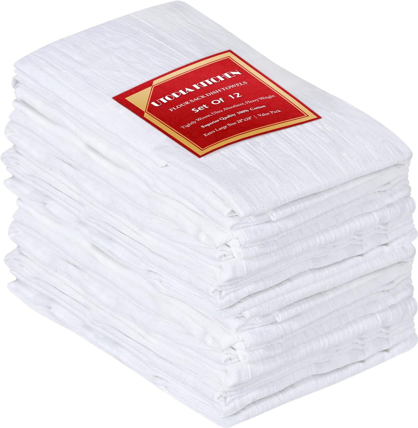 Ultra Absorbent 100% Cotton Towels - 12 Pack - Utopia Kitchen