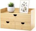 Bamboo Desk Organizer with Drawers - Compact Natural Desktop Storage