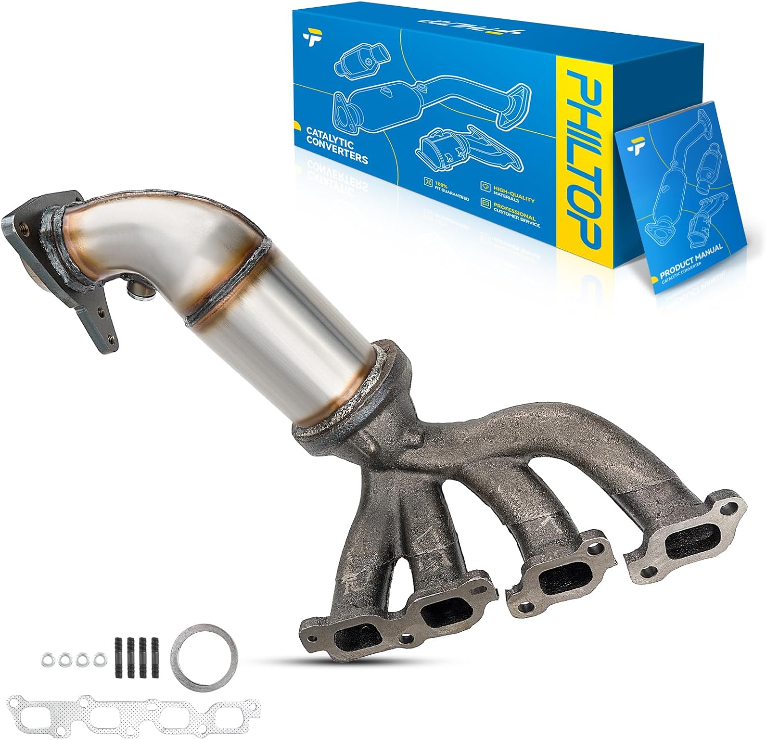 PHILTOP Front Exhaust Manifold Stainless Steel Catalytic Converter Kit