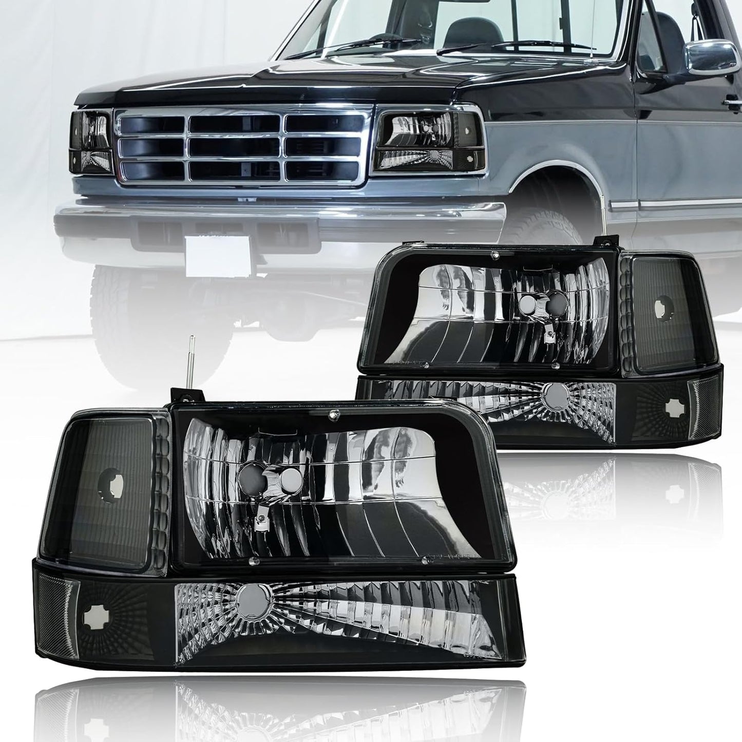 Headlights Compatible with 1992-1996 Ford F150 F250 F350 Bronco