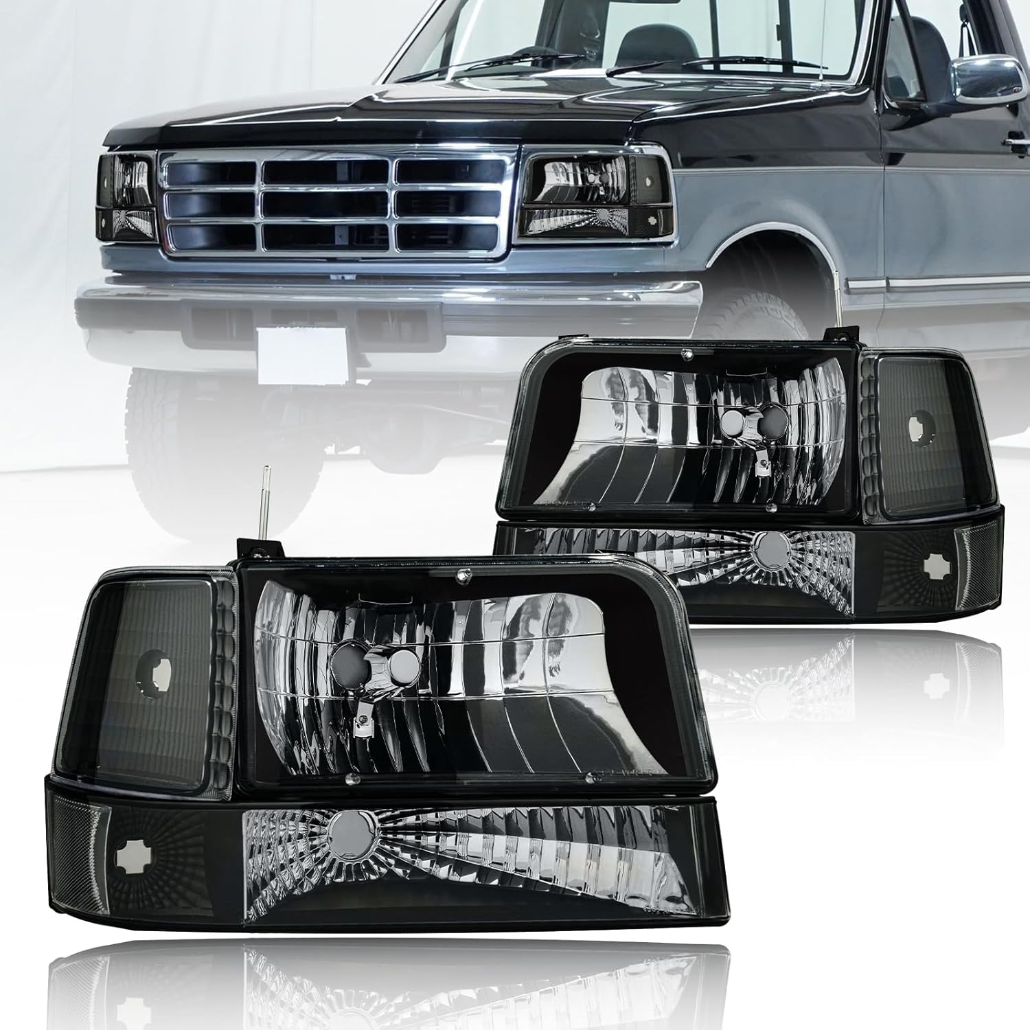 Headlights Compatible with 1992-1996 Ford F150 F250 F350 Bronco