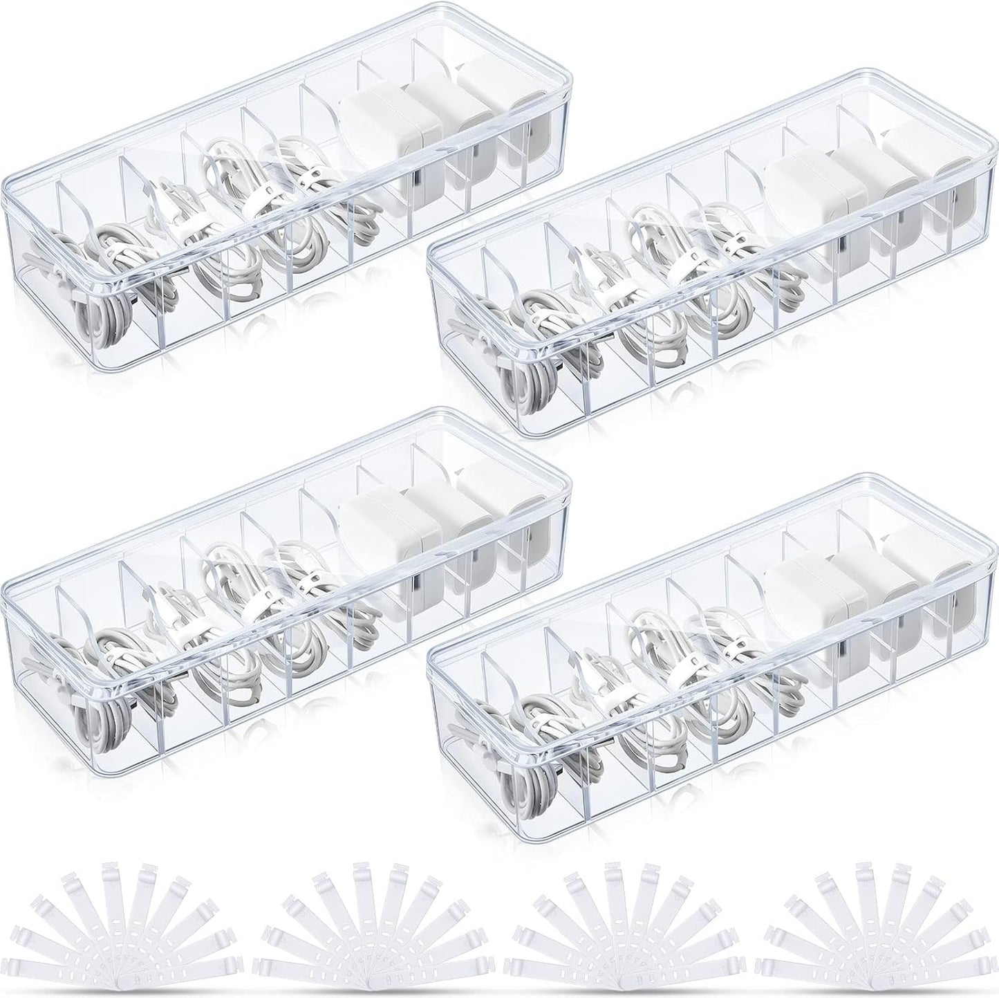 Tatuo Cable Organizer: 4 Pcs with 40 Wire Ties for Desk Organization