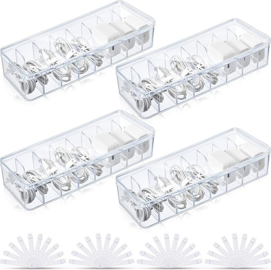 Tatuo Cable Organizer: 4 Pcs with 40 Wire Ties for Desk Organization