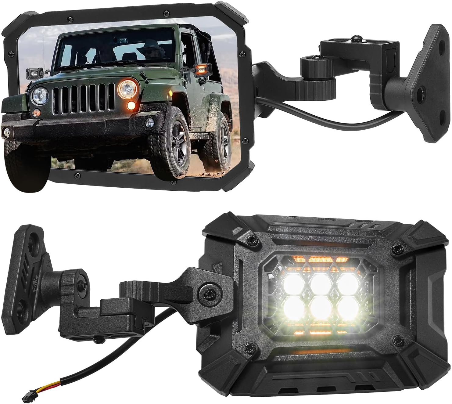JOYTUTUS Wrangler Side Mirrors with Turn Light for 1997-2018