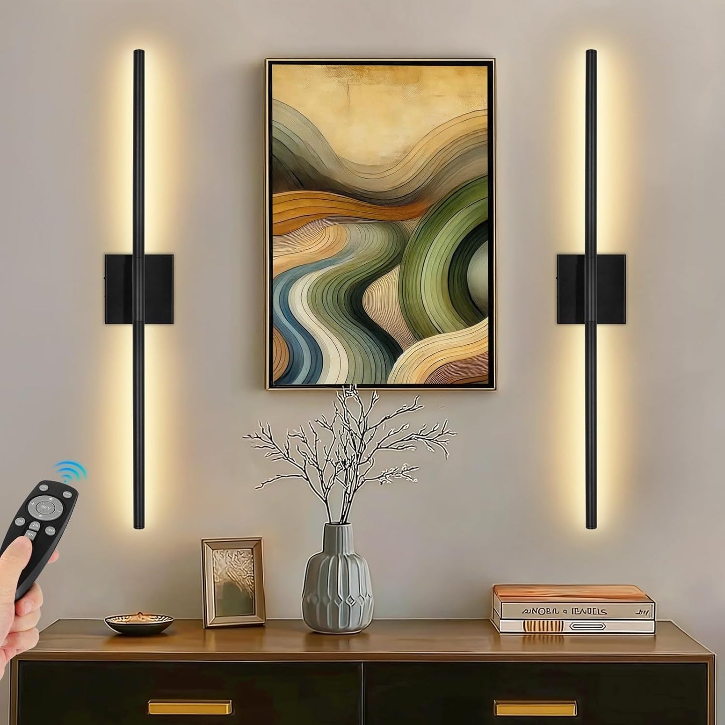 Battery Operated Wall Sconces Set of Two for Modern Spaces