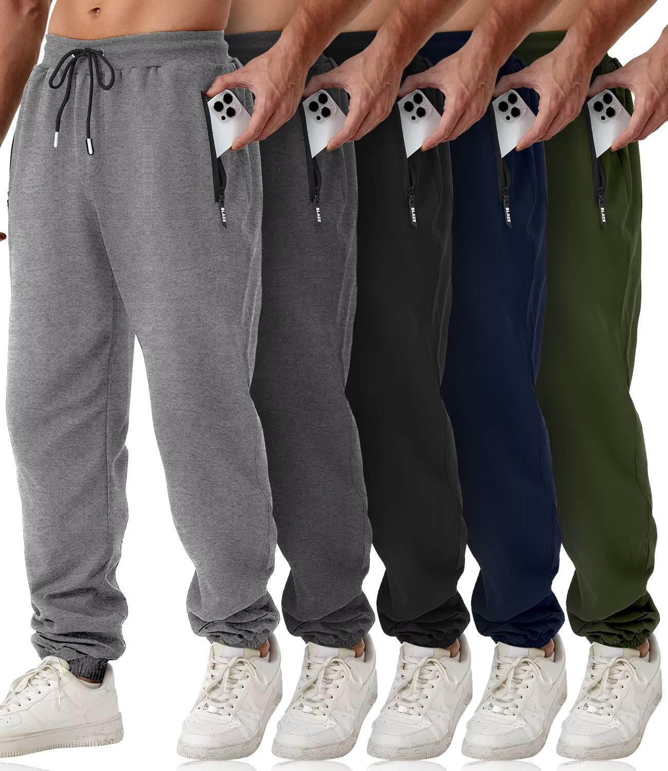 Mens Sweatpants with Zipper Pockets for Athletic Comfort