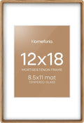 Natural Wood Frame 12x18 with Mat for 8.5x11 Art Display