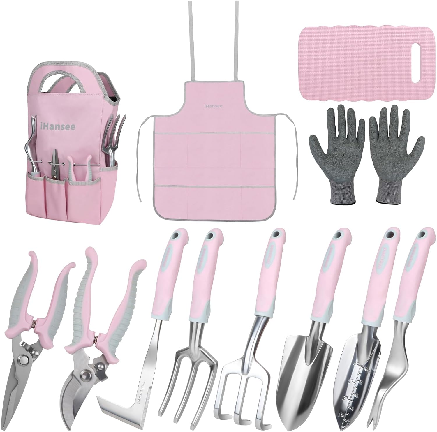 Pink Garden Tool Sets for Women - 12 Piece Gardening Kit