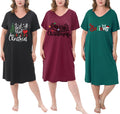 Plus Size Women's Nightgown 3 Pack - Soft VNeck Sleepshirts