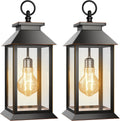 2 Pack Hanging Solar Lanterns Glass Solar Lights Outdoor Waterproof
