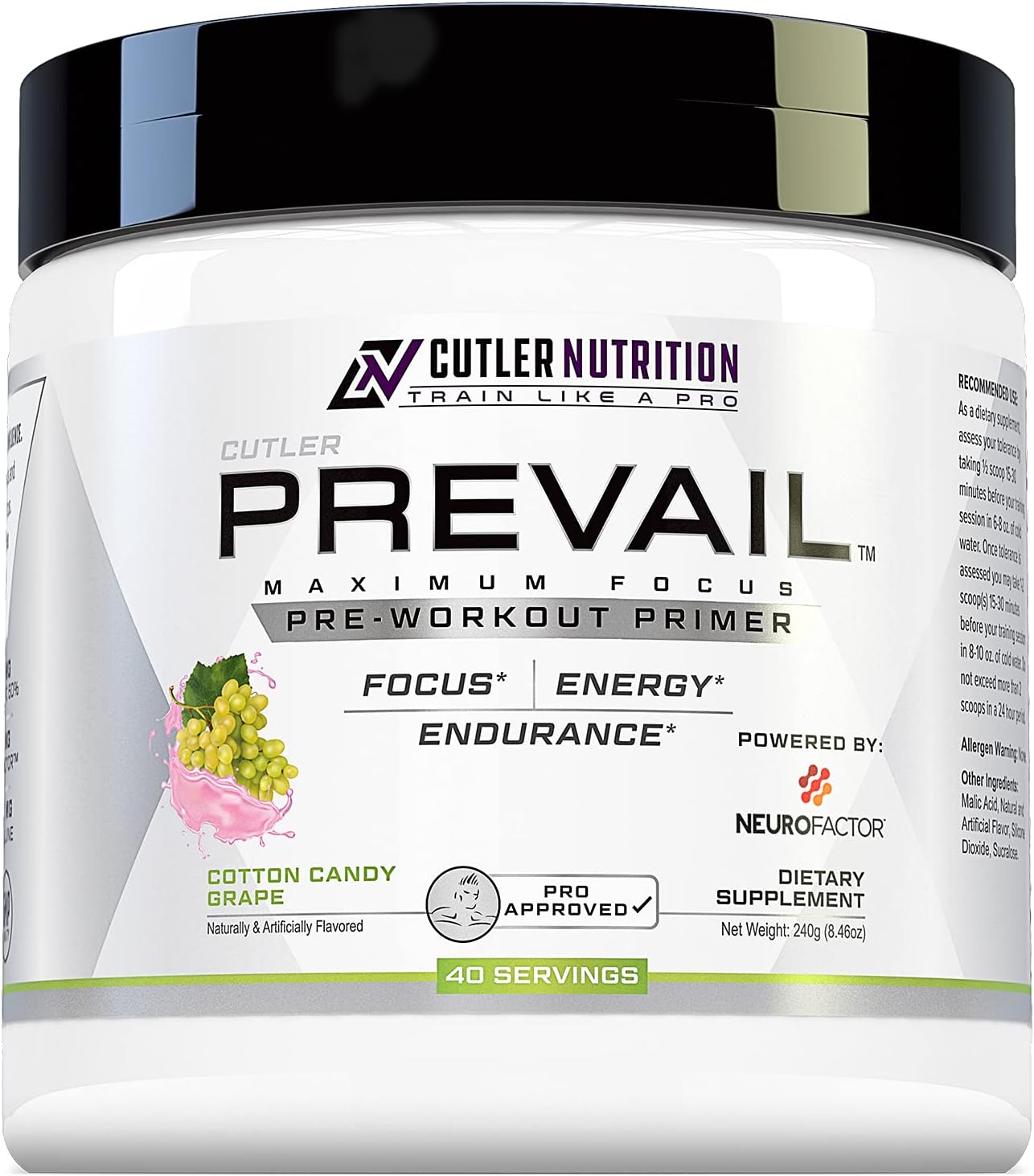 Prevail Pre Workout Powder with Nootropics for Energy and Focus
