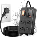 IPX6 Outdoor Power Strip Weatherproof Surge Protector - 4 Wide Outlets