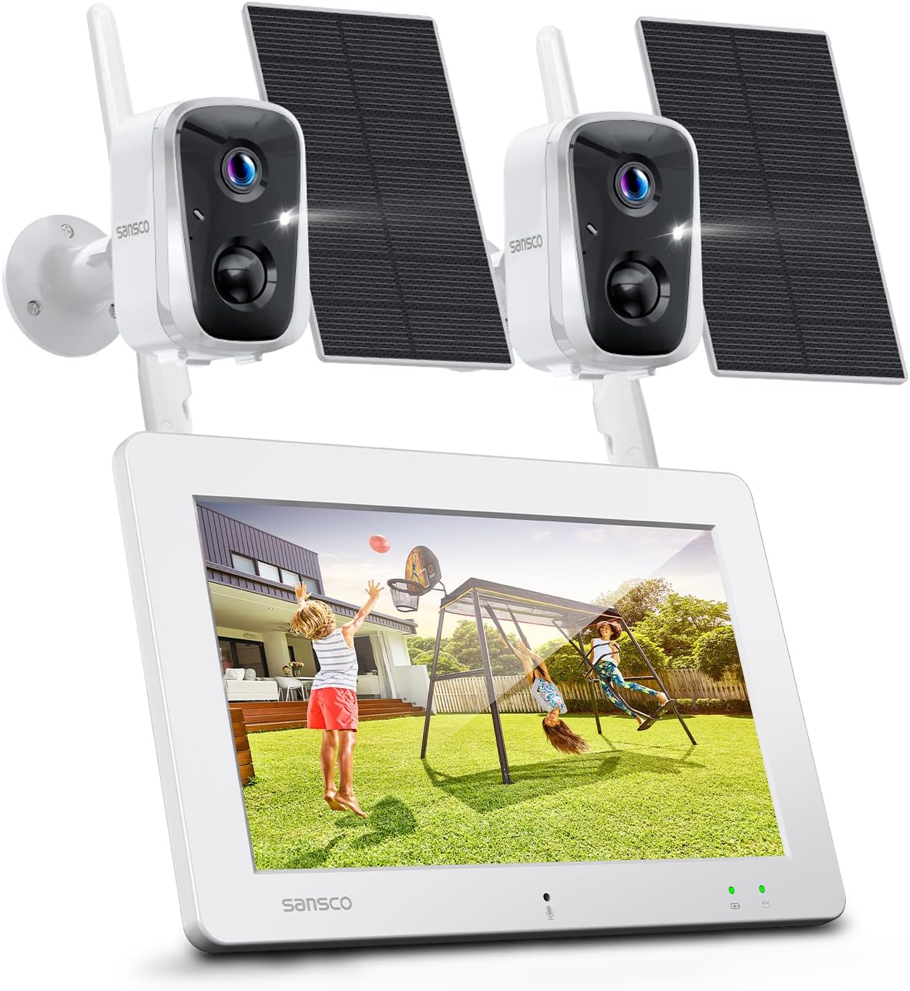 SANSCO 2K Solar Wireless Security Camera System with Touchscreen