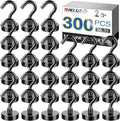 Magnetic Hooks 30Lbs+ Strong Neodymium Black Magnet Hook - Pack of 300