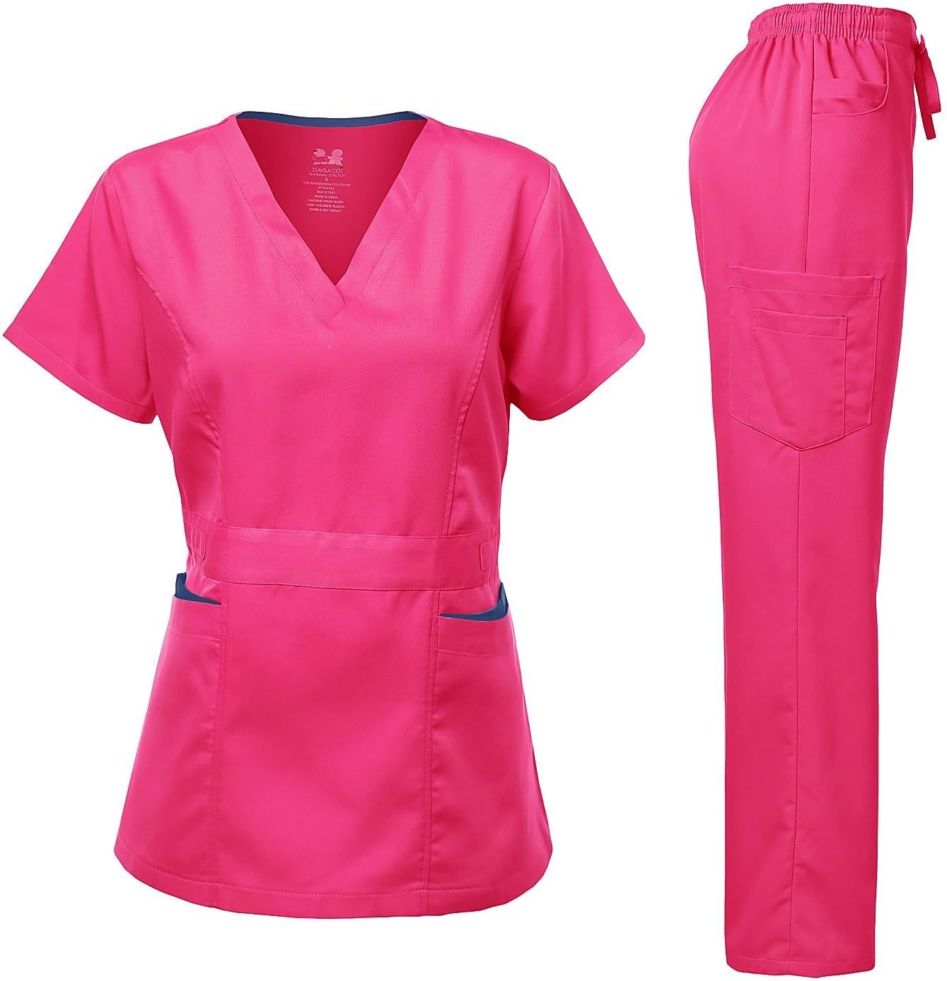 Ultra Soft Women's Scrubs Set with Contrast Pocket for Comfort