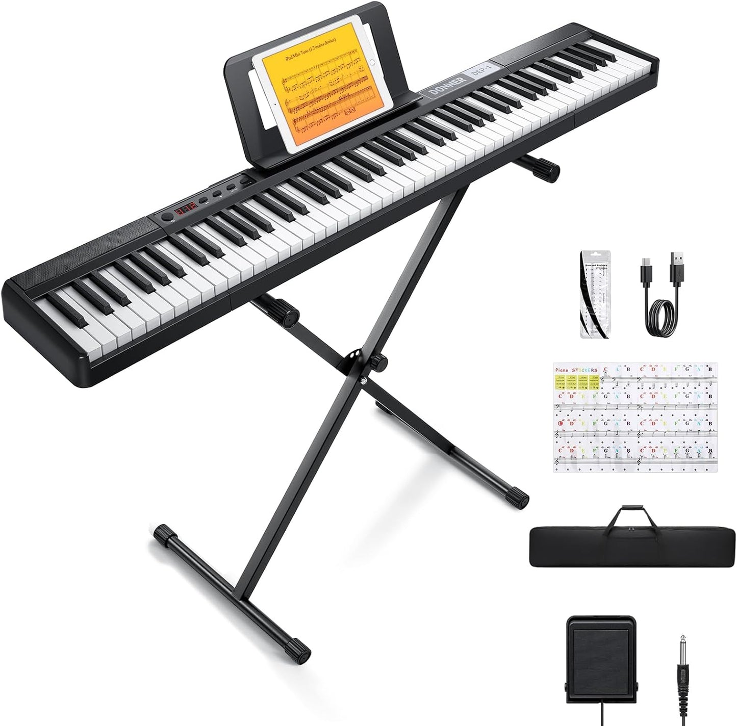 Portable 88-Key Digital Piano Set with Stand & Pedal