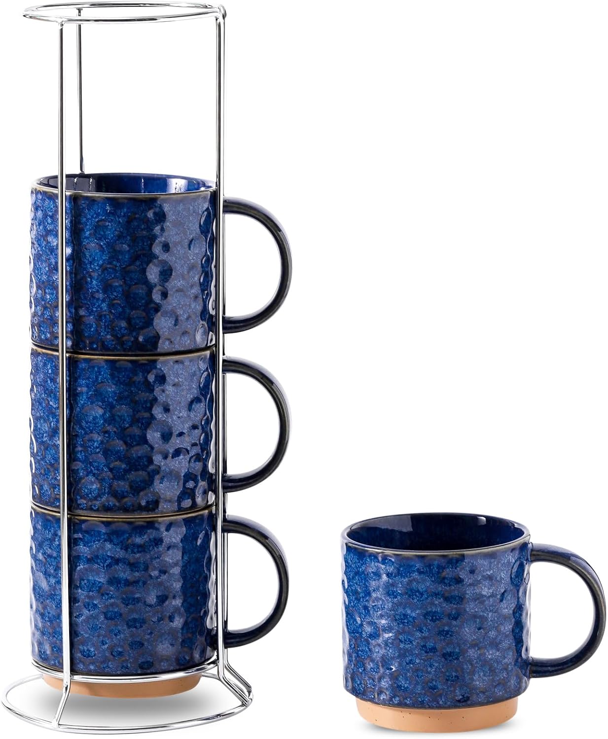 Nihow Ceramic Coffee Mug Set of 4 - Stackable 16OZ Mugs