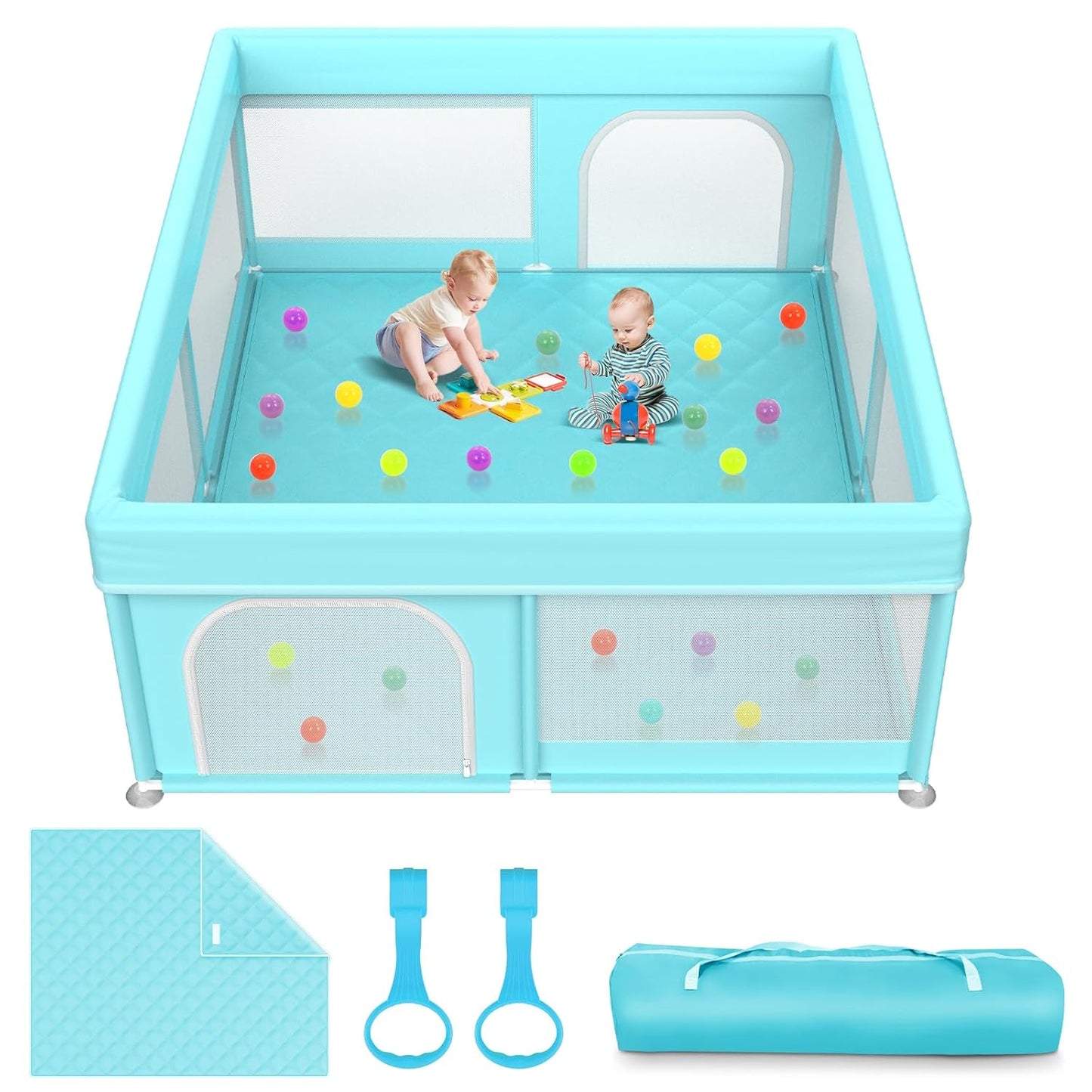 79x71 in Baby Playpen with Mat: Safe Play Area for Toddlers