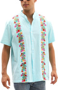 Mexican Shirts for Men Traditional Guayabera Button Up Band Collar
