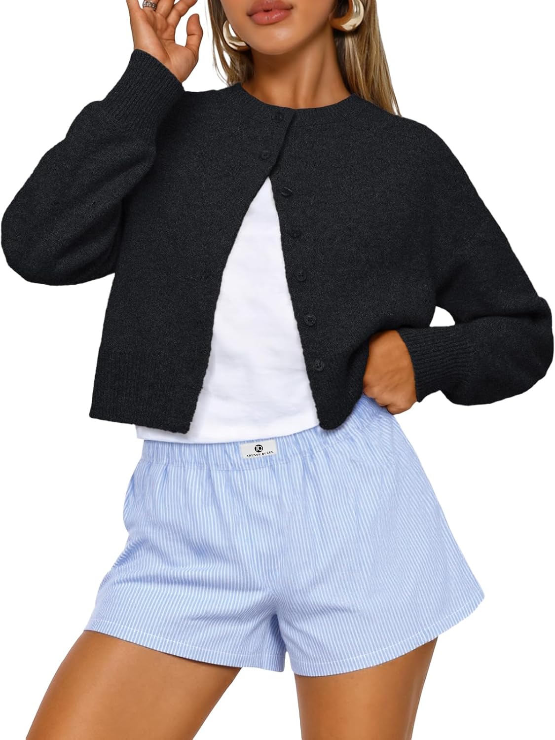 Trendy Queen Cropped Cardigan Sweaters for Women Fashion 2025