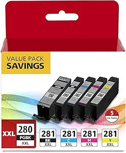 Tounker PGI-280 XXL/CLI-281 XXL Ink Cartridge Replacement Set