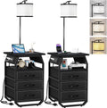 Floor Lamp with Table Set of 2 - End Tables with Lamps and Charging
