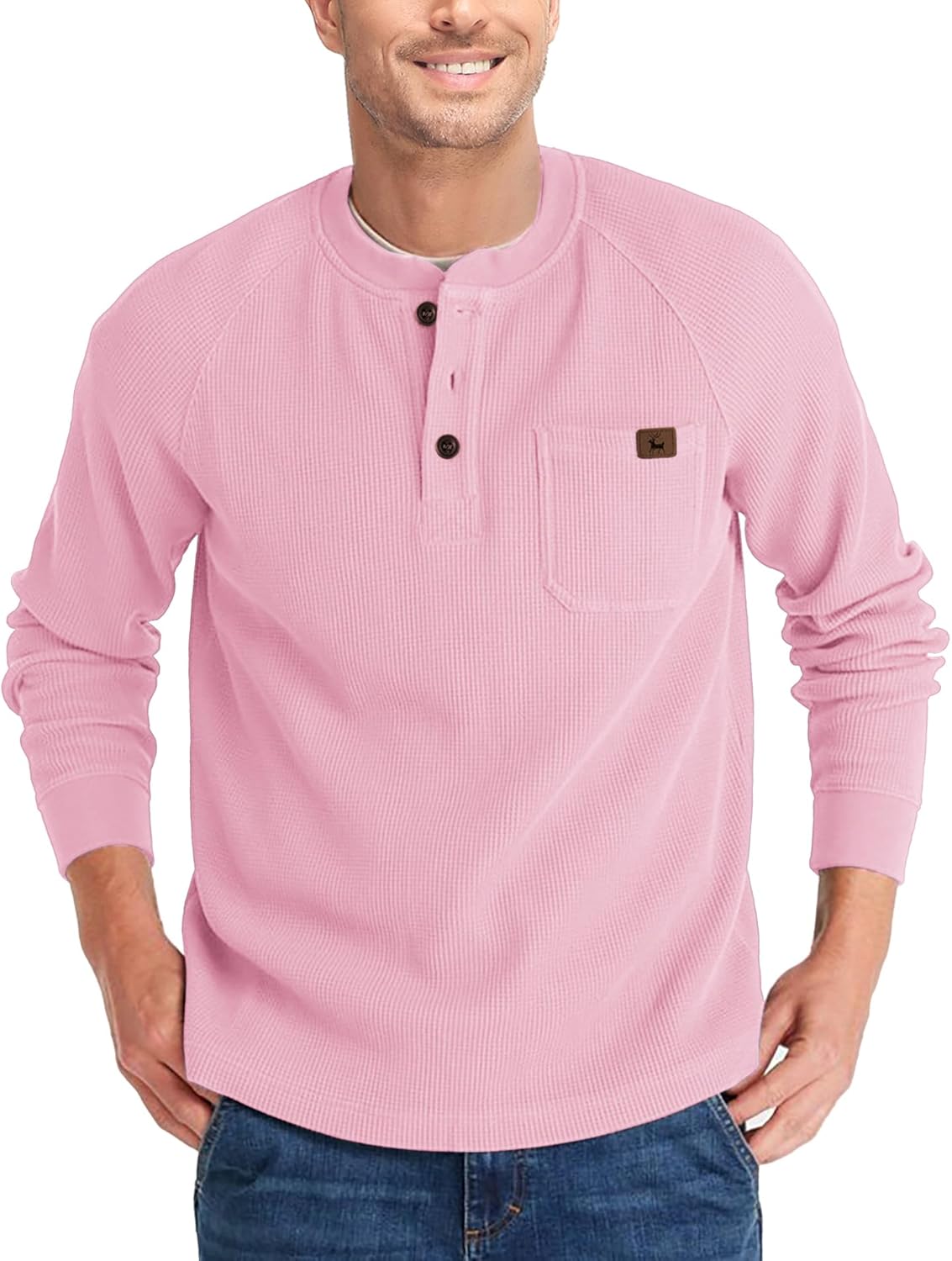 ZITY Long Sleeve Henley Shirts for Men Casual Waffle Thermal