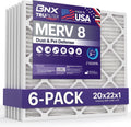 20x22x1 MERV 8 Air Filter 6-Pack - Dust & Pet Defense