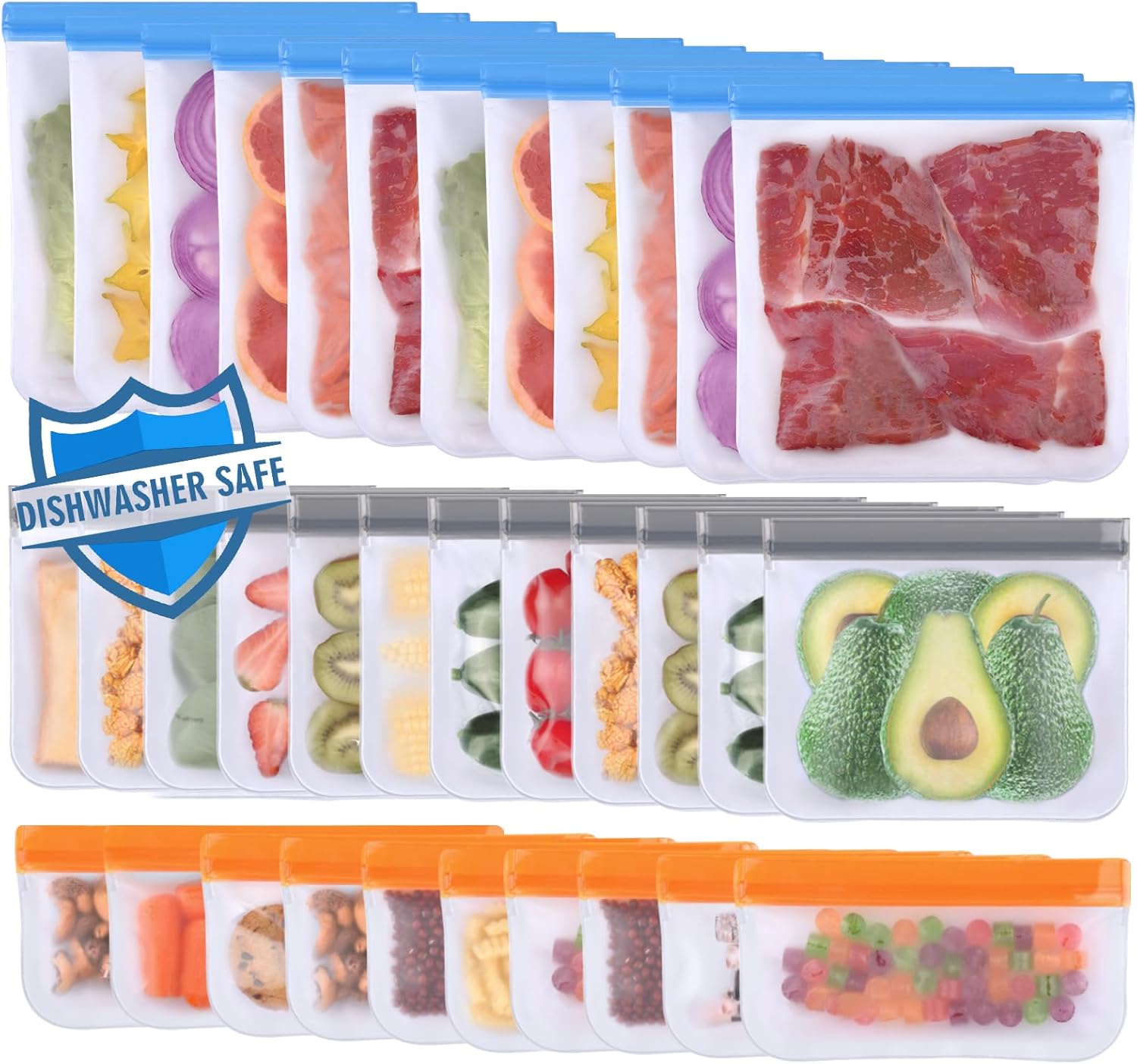 Lerine Dishwasher Safe Reusable Bags - Leakproof Food Storage