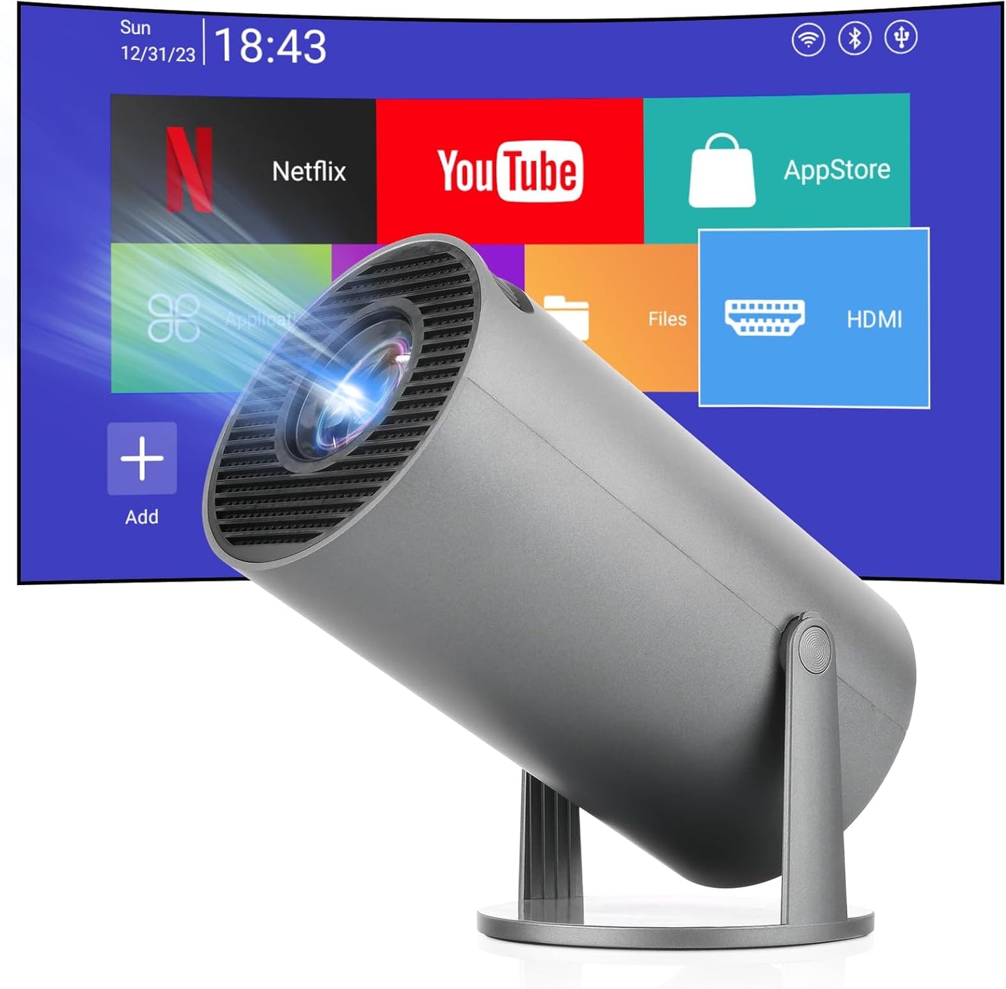 Mini 4K Portable Projector WiFi6+Bluetooth