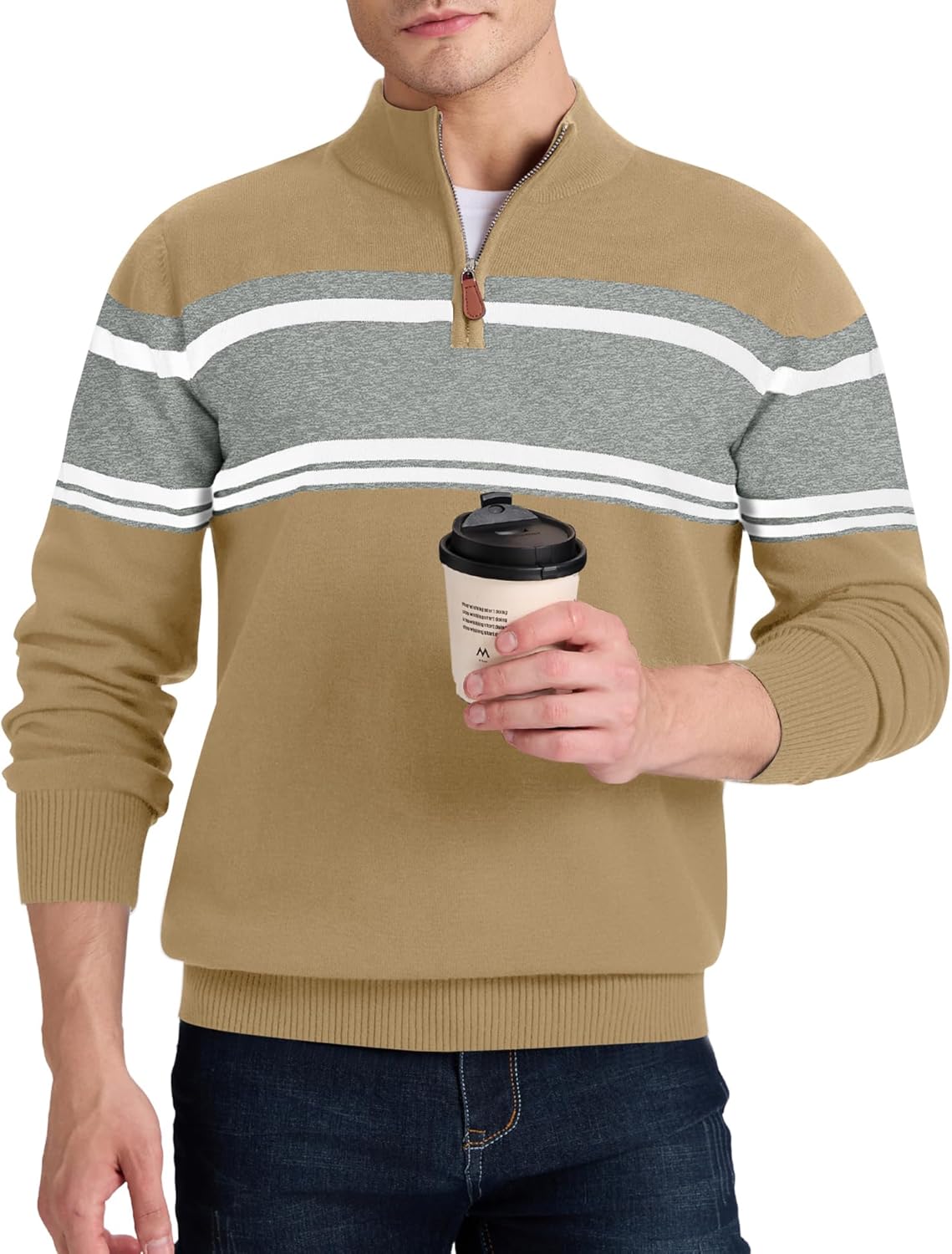 iWoo Quarter Zip Sweaters for Men: Stylish Mock Neck Pullover