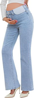 Maternity Flare Jeans Mid-Rise Stretchy Bell Bootcut Jeans
