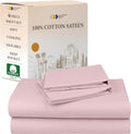 Queen Sheet Set - 100% Cotton Sateen Queen Sheets (Pink)