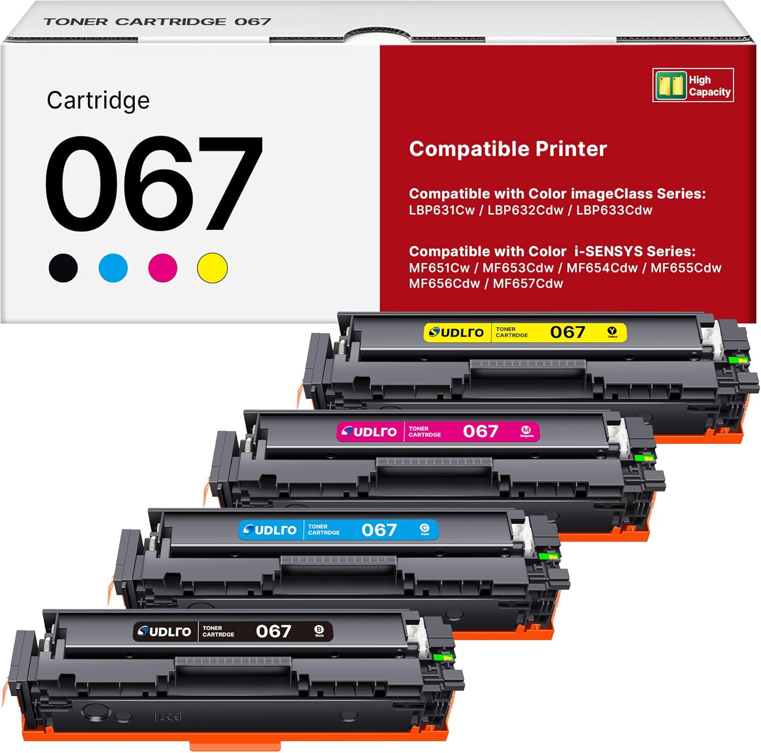 067 Toner Cartridge Set for Canon Printers - High Yield 4 Pack