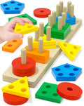 Montessori Toys for 1 2 3 Year Old Boy Girl - Wooden Shape Sorter