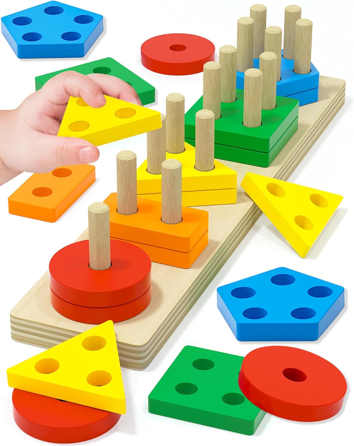Wooden Montessori Shape Sorter for 1-3 Year Olds - Tonberless