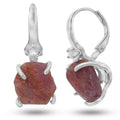 Real Raw Pink Sapphire Drop Earrings - Genuine September Birthstone