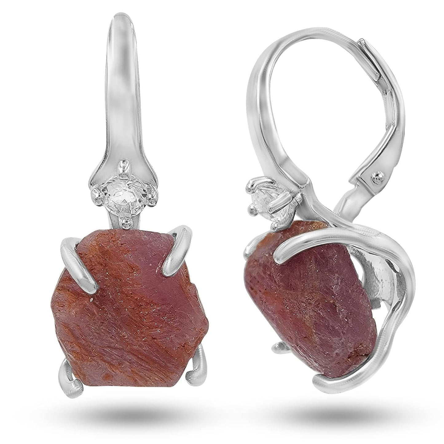 Real Raw Pink Sapphire Drop Earrings for Unique Gift Ideas