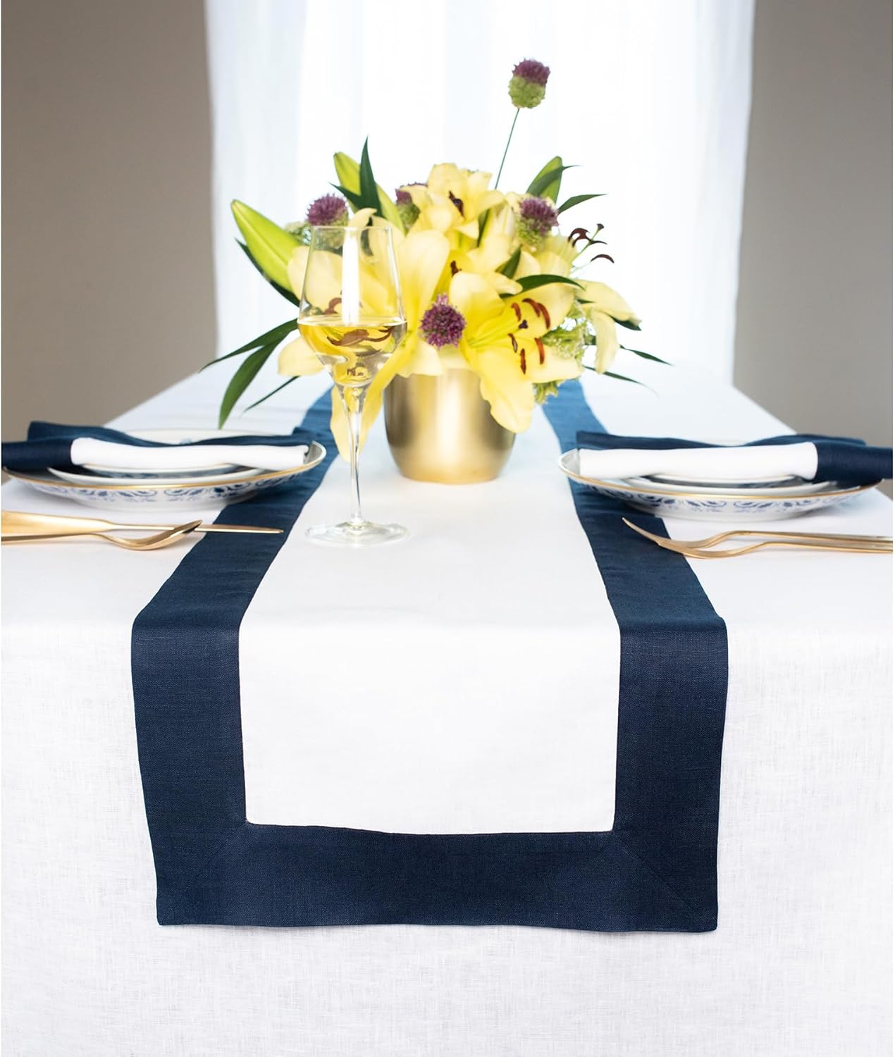 Pure Linen Table Runner 14 x 48 Inch for Stylish Decor