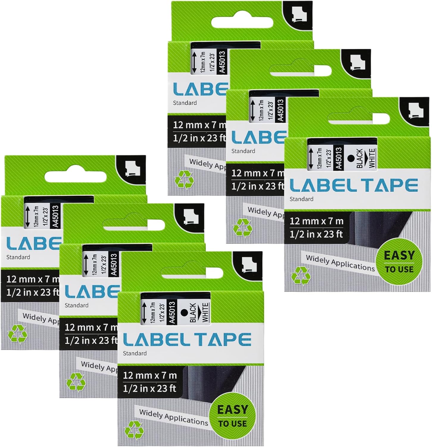 6 Pack Compatible DYMO D1 45013 Label Maker Refills for Organizing