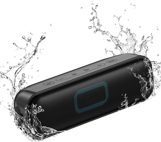 20W Waterproof TWS Bluetooth Speakers: Loud Stereo, Colorful Lights, 15Hrs Playtime!